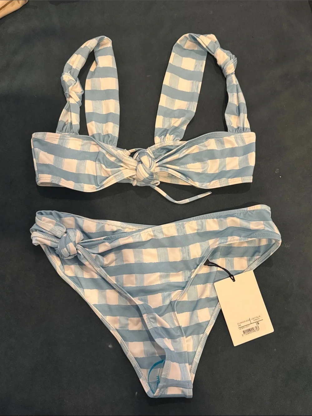 JACQUEMUS plaid blue bikini set